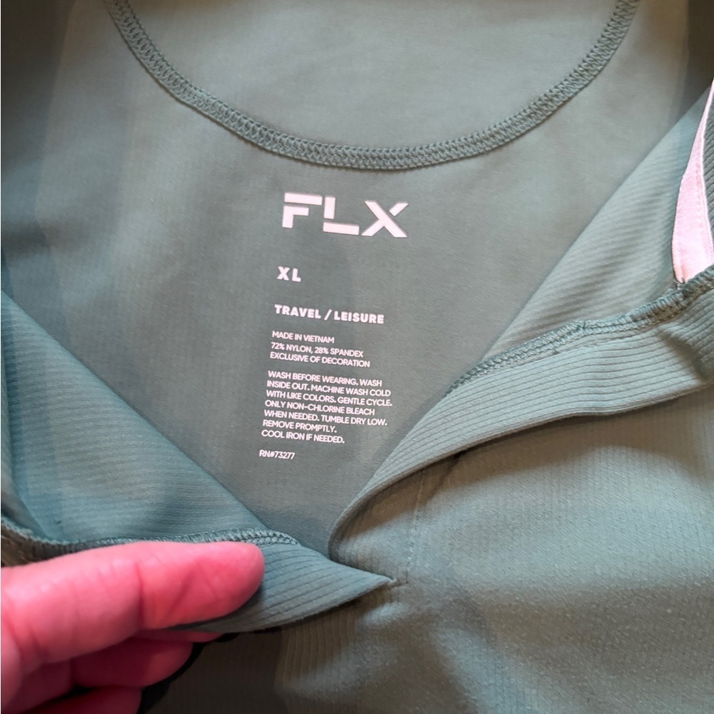 FLX XL Green Cropped Polo Shirt Short Sleeve Athletic Tennis Golf Streetwear - Picture 5 of 5